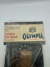 Olympia Beer Leather Hat Band Bear c1981 Olympia Brewing Vintage RARE Brand New picture