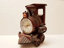 Vintage Wooden Railroad Steam Engine Quartz Train Clock **Works Great picture