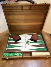 VTG Crisloid Bakelite Green Marbled & Butterscotch Backgammon Pieces Cups Dice** picture