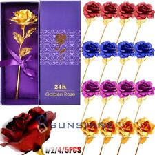 1-5PCS 24k Long Stem Gold Plated Foil Rose Flower Dipped in Valentines Gift+Box picture