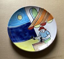 VTG La Musa Hand Painted Colorful Ceramic Pottery Plate, Italy, 9 1/2