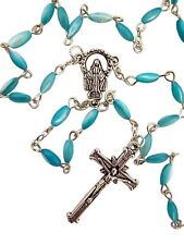 Light Blue Imitation Simulated Pearlescent Glass Bead Our Lady of Grace Rosary picture