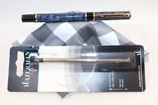 1990's Waterman LAUREAT Marble Blue & Gold Trim Ballpoint Pen picture