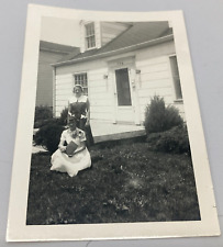 Found B&W Vintage Photo 1950-60's Two Women on Front Porch of White House picture