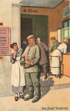 German WWI Propaganda Art Postcard karte Nr. 2 Das Draht Hindernis Feldpost picture