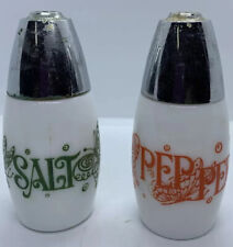 Gemco Westinghouse Milk Glass Salt & Pepper Shakers Butterflies Design Vintage picture