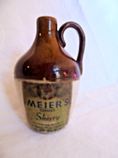 Vintage Uhl Pottery Brown & White Mini Jug with Meier's Wine Cellar Sherry Label picture