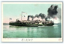 c1905's Steamer City Of Saint Ignace Flags Passengers Scene Unposted Postcard picture