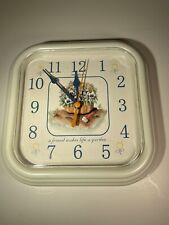 VTG Ingraham Kitchen Wall Clock Battery Operated White Plastic Garden WORKING picture