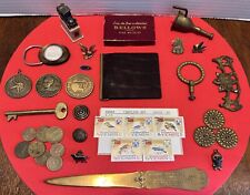 VTG Junk Drawer Lot Smalls Advertising ~ Coins/Tokens/Buttons/Key/Wallet/Stamps picture