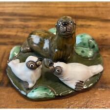 CASALS PERU PAIR CERAMIC GLAZED Seal and babies HAND MADE FOLK ART Excellent picture