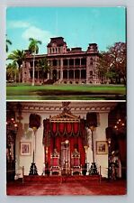 Honolulu HI-Hawaii, Iolani Palace, Throne Room, Vintage Postcard picture