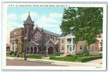 c1940 St. James Rectory Church High School Red Bank New Jersey Vintage Postcard picture