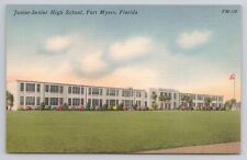 Junior-Senior High School Fort Myers Florida Linen Postcard No 6017 picture