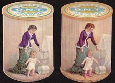 LOT/2 DIE CUT CLARK'S SPOOL COTTON THREAD*SAME FRONT/DIFFERENT BACK*BABY HARNESS picture