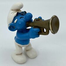The Smurfs Blowing Gold Trumpet Smurf 2004 Figurine Classic Peyo Shleich Germany picture