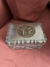 Antique Cut Glass Brass Nickel Trinket Box picture