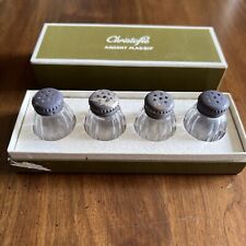 Vintage Christofle Argent Massif Sterling Cap Mini Crystal Salt Shakers, Set #4 picture