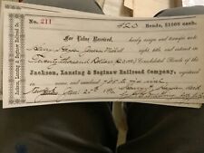 1896 Jackson Lansing & Saginaw Railroad Bond TRANSFER FORM picture