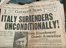 1943 ITALY SURRENDERS UNCONDITIONALLY Stalin Eisenhower Cleveland Newspaper picture