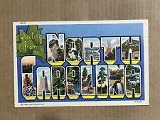 Postcard North Carolina NC Large Letter Greetings Vintage Linen picture