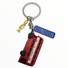 England London Double Decker Bus Metal Lady Keychain Key Ring Travel Souvenir picture