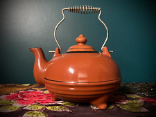 Vintage Terracotta and Black Teapot from 1940’s - Made in Japan - Metal Handle picture
