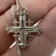JERUSALEM CROSS Necklace Sterling Silver Masonic Freemason Convertible 16