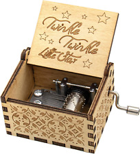 , Wooden Hand Crank Twinkle Twinkle Little Stars Music Box Vintage Handmade Musi picture