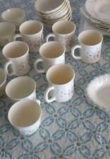 Vintage Arcopal France Victoria Pattern Coffee Cups Lot of 6 Milk Glass picture