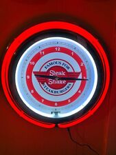 Steak N Shake Restaurant Diner Kitchen RED Neon Wall Clock Advertising Sign picture