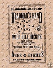 POSTER DEADWOOD DEADMAN'S HAND WILD BILL HICKOK Old Wild West Poker Poster 129 picture