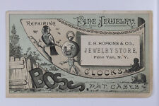 VICTORIAN JEWELER’S TRADE CARD BOSS WATCH CASES E. H. Hopkins, Penn Yan, NY picture