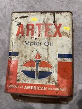 Vintage ARTEX Motor Oil Can 2 Gallon Can American Oil Company Chicago Illinois  picture