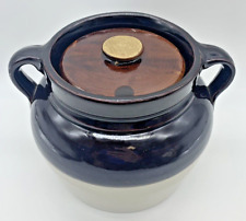 Vintage Red Wing Bean Pot with Lid and Two Handles Stoneware Pottery Ceramic picture