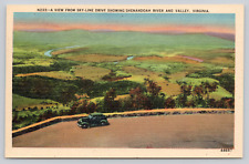Skyline Drive View, Shenandoah River Valley, VA c1930 Postcard, Blue Ridge Mtns picture