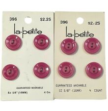 Vintage 2 Card Lot la petite Pink 396 Buttons 4 on Card Size 5/8 NEW Old Stock picture