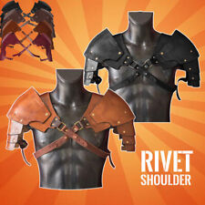 Medieval Vintage Pauldrons PU Leather Shoulder Armor Cosplay Costume Party L&R picture