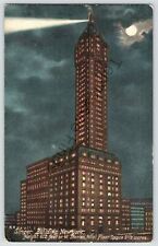Singer Building New York Postcard Nighttime picture