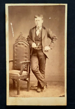 CDV Card Civil War Era Mid-19th Century Man Pocket Watch Photo original  picture
