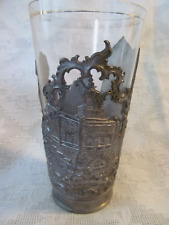 early 1900s~Antique Chicago Souvenir Tumbler Pewter Sleeve Covering Glass picture