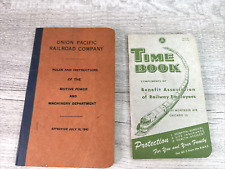 Vtg 1943 Union Pacific Railroad Rules Dept Book & 1950s Time Book Ledger picture