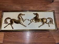 Vintage MCM Brass Horses Wall Plaque picture