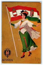 c1910's Pretty Woman With Flag Austria St. John Unposted Antique Postcard picture