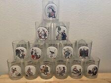 Vintage Norman Rockwell Saturday Evening Post Set Of 14 Whiskey Glasses picture