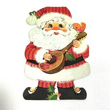 Vintage Santa Claus Card Lot of 6 Mandolin Bird Emboss Merry Christmas Top Fold picture