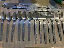 17 Piece Lot Vintage RIVIERA Stainless Steel MONTEREY Scroll Flatware MCM Japan picture