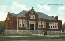 1908 Emporia,KS City Library Lyon County Kansas Postcard 1c stamp Vintage picture