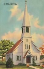 c1940s St Marys Church South Coventry CT Linen P288 picture