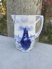 Antique Victorian Pitcher Flow Blue Lighthouse Art Nouveau Embossed picture